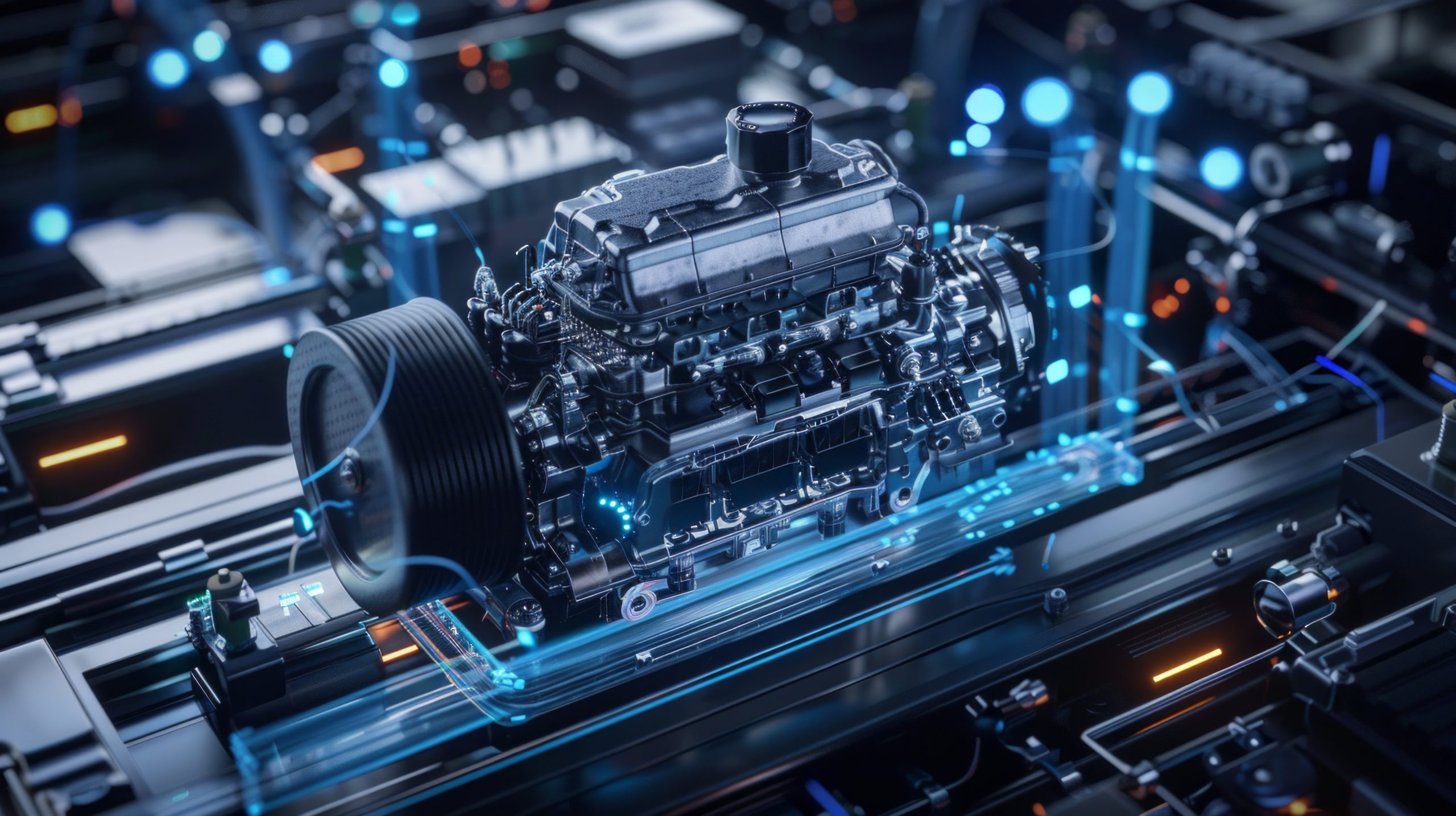 A precision-engineered engine control module (ECM), with advanced programming and real-time monitoring, optimizing fuel delivery and ignition timing for maximum efficiency and power output Adobestock 766151776